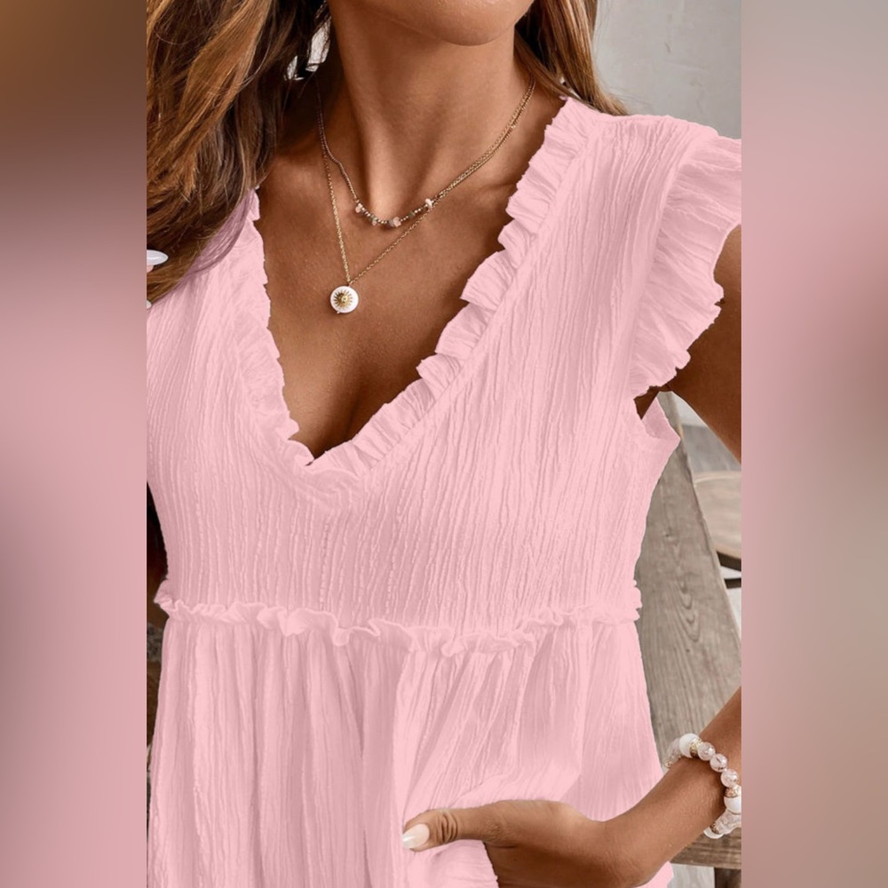 Briar - Pink Ruffled V-Neck Top - Picture 3 of 5